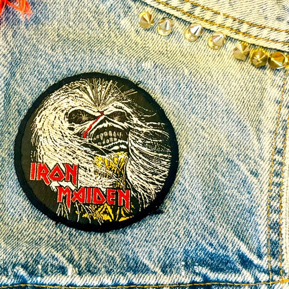 Vintage Levi’s Denim Vest Customized & Distressed w/ Megadeath Iron Maiden Patch - Picture 6 of 11